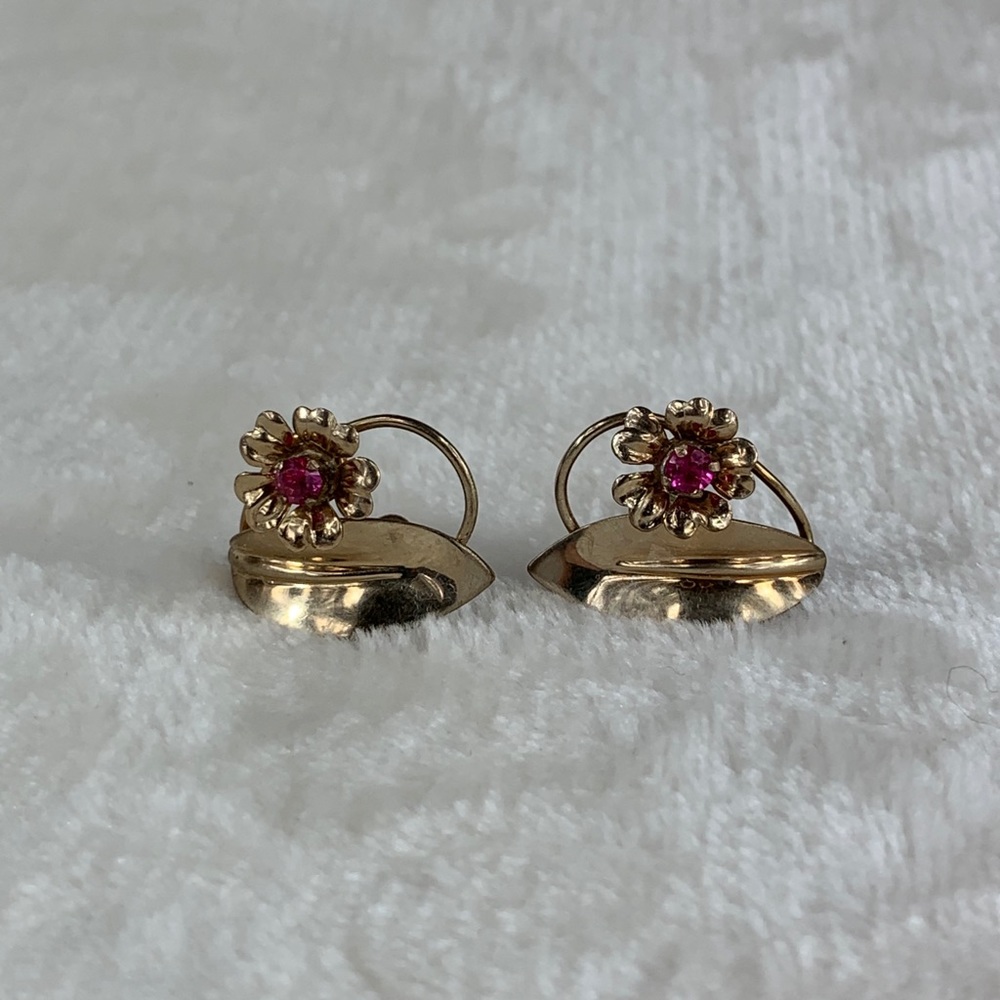 Vintage 1.20/12KGF Gold Earrings with Gemstone